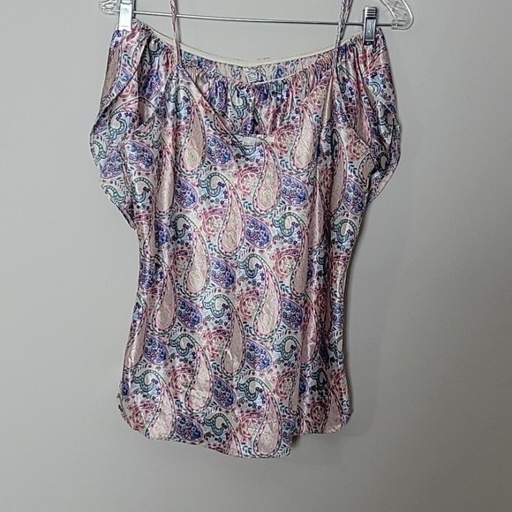 Vintage Van Mar Pink Paisley Satin Pajama Set Sz L Retro Y2K